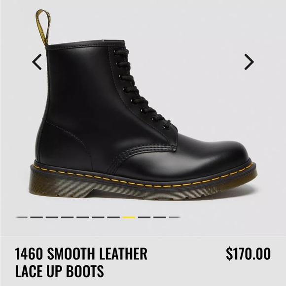 DR MARTENS -1460 SMOOTH LEATHER LACE UP BOOTS BLACK/SMOOTH - Picture 6 of 10